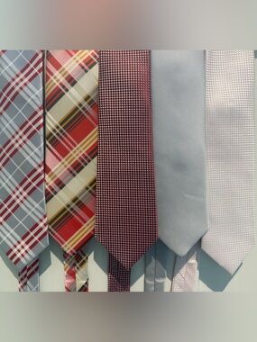 Men's Plaid & Solid Neck Tie Collection - Light Blue & Burgundy Options (5)